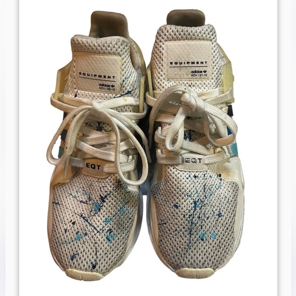 Adidas Originals EQT Bask ADV Shoes Sz 9 'Cream Blue The Three Stripes - Picture 5 of 11